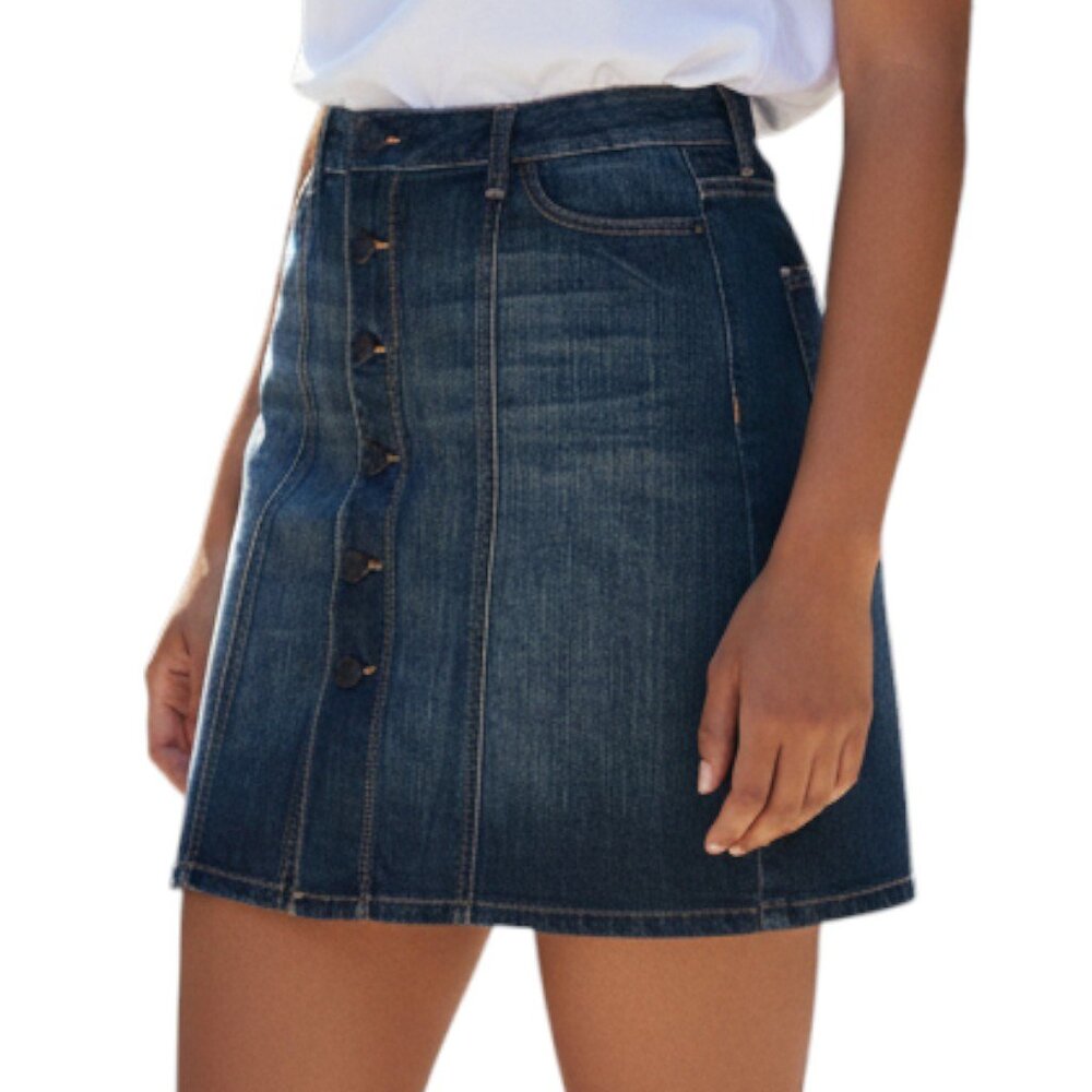 BANANA REPUBLIC Blue Denim Button Down Skirt with Pockets - Size 0